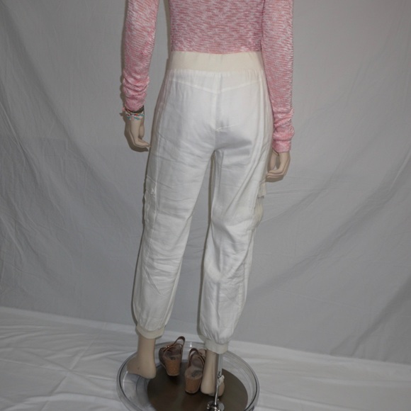 Bebe - White Linen and Silk Jogger Pants - 8 - Picture 3 of 7